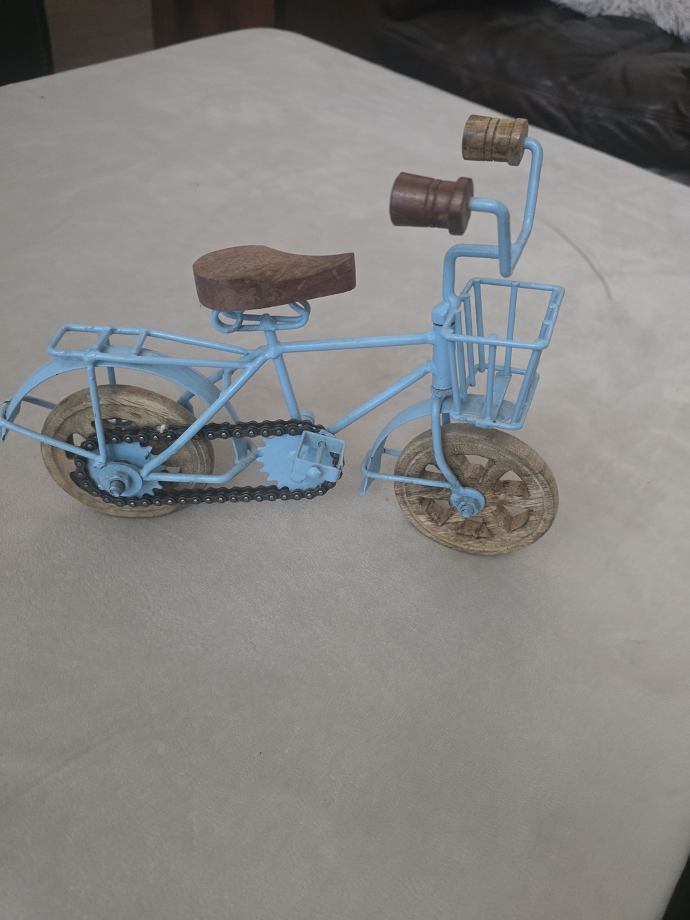 11' Blue Bicycle Figurine with Wood Accents Decor